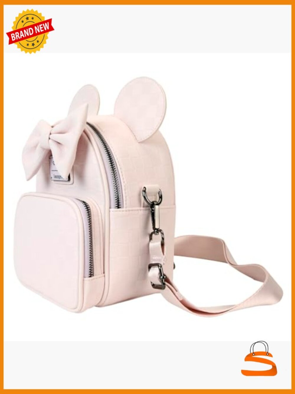 Disney Minnie Mouse Convertible Mini Backpack Crossbody Bag Faux Leather - Picture 3 of 6